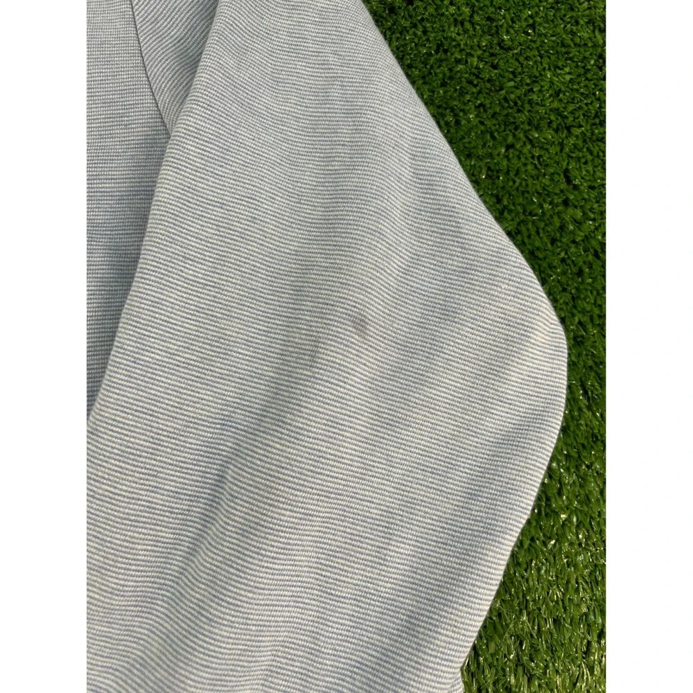 Vineyard Vines Mens XL Quarter Zip‎ Pullover Light Blue Striped Pique Sweater